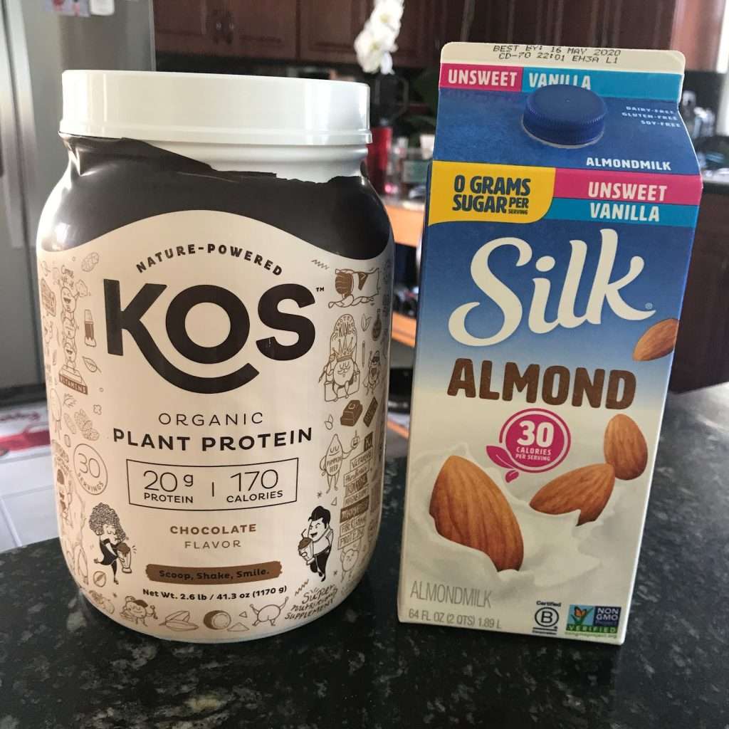 kos plant protein and almond milk